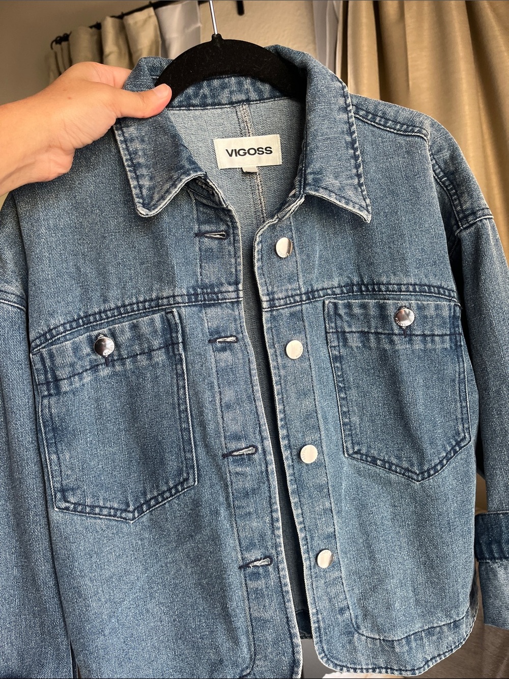 Vigoss Washed Blue Denim Jacket with Chest Pockets